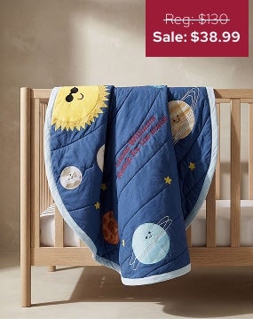 Embroidered Outer Space Quilted Play Mat