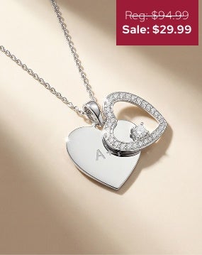 Silver Pave Heart Swing Necklace