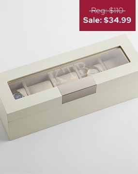 Engraved Monogram White Wooden Watch Box