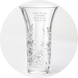 Crystal Vase,, 30cm High, For Flowers & Decor, Conifer Design Eternal Love For Home Nice Shiny Adorable Suitable For All Occasions Perfect As A Gift - View #5