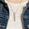 Sterling Vertical Cube Necklace Worn