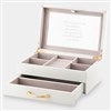 Engraved White Wood Jewelry Box Open