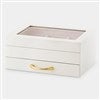 Engraved White Wood Jewelry Box Closed