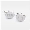 Engraved Sterling Silver Oval Cuff Links