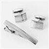 Steel Cufflinks and Tie Bar Set  