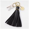 Black Leather Tassel Keychain & Bag Tag