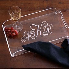 Monogrammed Clear Lucite Serving Tray - 1018