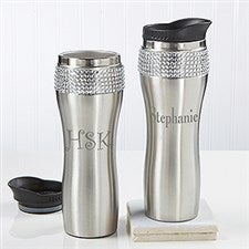 Personalized Stainless Steel Tumbler for Her - Rhinestones - 11988