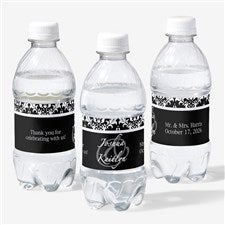 Personalized Damask Wedding Water Bottle Labels - 13609
