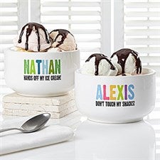Personalized Snack Bowl for Kids - Hands Off - 13821
