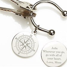 Personalized Silver-Plated Key Ring - Compass Inspired - 15590