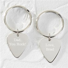 Personalized Silver Guitar Pick Keychain - You Rock! - 15978