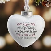 Personalized Heart Anniversary Christmas Ornament - Porcelain - 16396