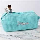 Embroidered Waffle Weave Cosmetic Bag - 17001