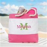 Embroidered Beach Tote Bags - Name  Initial - 18420