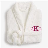 Classic Embroidered Short Fleece Robe - 21547