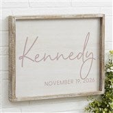 Simple  Sweet Personalized Baby Girl Barnwood Frame Wall Art - 26224