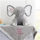 Embroidered Baby Blanket  Jumbo Plush Elephant Gift Set - 33296