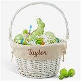 Personalized White Easter Basket With Drop-Down Handle - 35122