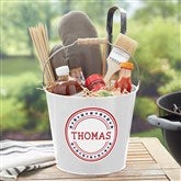 Patriotic Plaid Personalized Metal Buckets - 36104