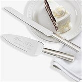 Elegant Couple Engraved Wedding Cake Knife  Server Set  - 37846