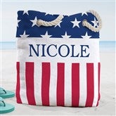 Red, White  Blue Personalized Beach Bag  - 38255