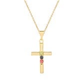 Gold Cross 3 Birthstones