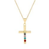 Gold Cross 5 Birthstones