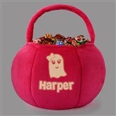 Glow-In-The-Dark Halloween Characters Personalized Plush Pumpkin Treat Bags - 43334