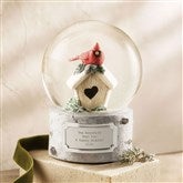 Engraved Holiday Cardinal on House Snow Globe   - 45541