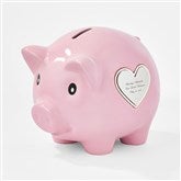 Engraved Ceramic Piggy Bank in Pink   - 47549