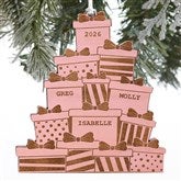 Kittenish Engraved Wood Presents Tower Ornament  - 52250