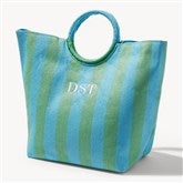 Tropical Tides Embroidered Paper Straw Striped Bags - 54145
