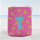 Animal Print Initial Personalized Terry Cloth Beach Bag - 55066