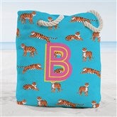 Animal Print Initial Personalized Terry Cloth Beach Bag - 55066