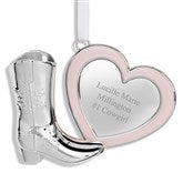Engraved Cowboy Boot  Pink Heart Ornament by Jessie James Decker - 55521