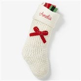 Knit Noel Bow Embroidered Christmas Stocking  - 55707