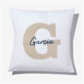 Natural Initial  Name Embroidered Applique Throw Pillow - 55759