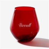 Red Stemless Wine Glass