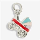 Baby Carriage Charm - Silver