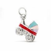 Baby Carriage Charm - Silver