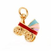 Baby Carriage Charm - Gold