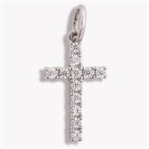 Jeweled Cross Charm - Silver