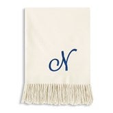 Embroidered Monogram Luxe Fringe Throw   - 56057