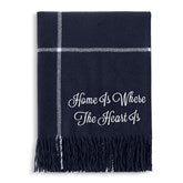 Navy  White Throw- Open Text