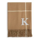 Camel  White Throw- Monogram