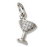 Jeweled Martini Charm - Silver