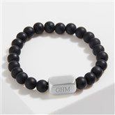Engraved Initial Mens Beaded Bracelet  - 58280