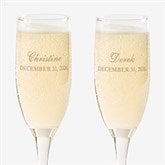 Personalized Wedding Glass Flute Set - The Loving Couple - 16674