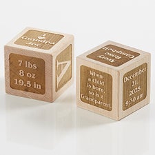 Personalized Wood Baby Block - A Grandparent Is Born - 17328D